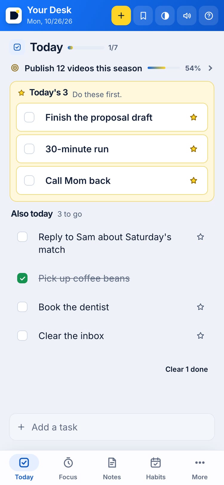Your Desk on a phone